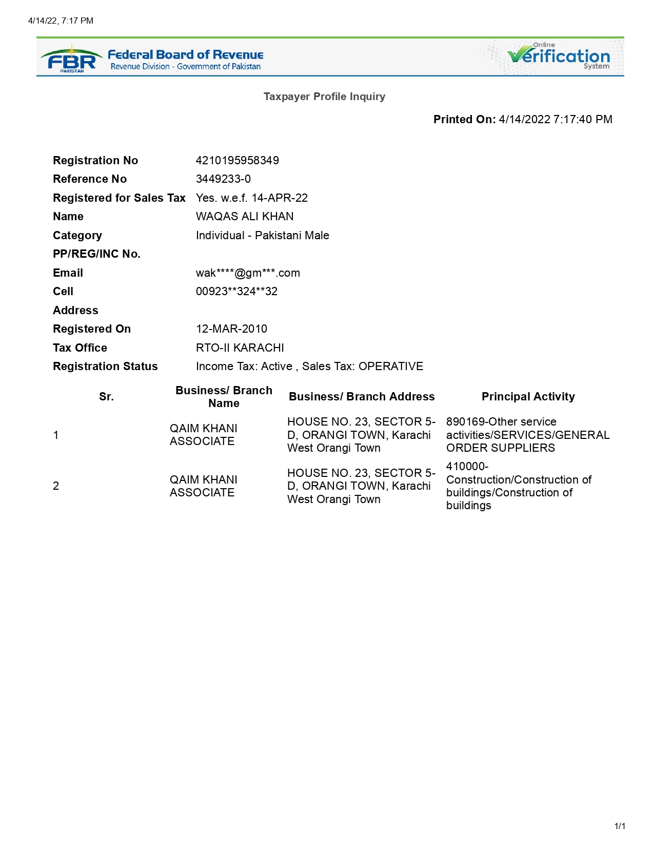 Construction Industry License